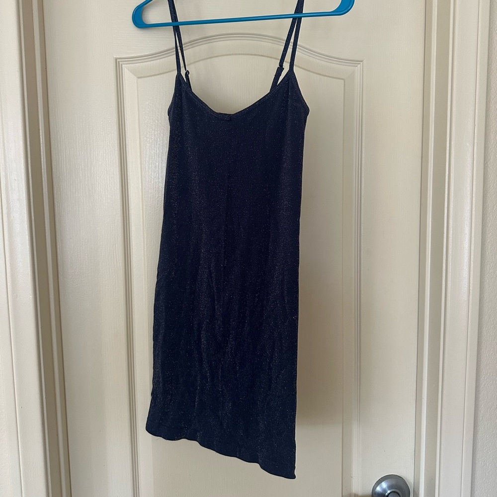 Free people navy sparkle Spaghetti Strap slip dress